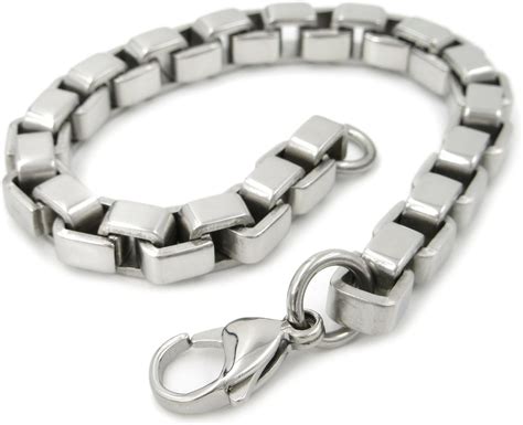 men's stainless steel box link bracelet|stainless steel chain bracelet men's.